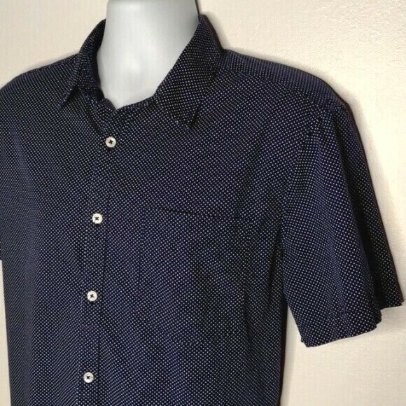 Cactus Ricky Singh Blue Short Sleeve Polka Dot Button Down Shirt Men X-Large XL - Picture 4 of 9